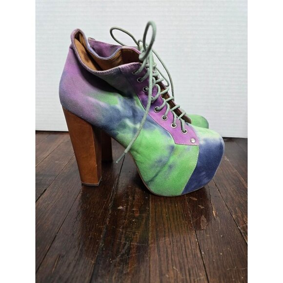 Jeffrey Campbell Shoes - Jeffrey Campbell Lita Fab Tie Dye Neon Green Purple Platforms size 7